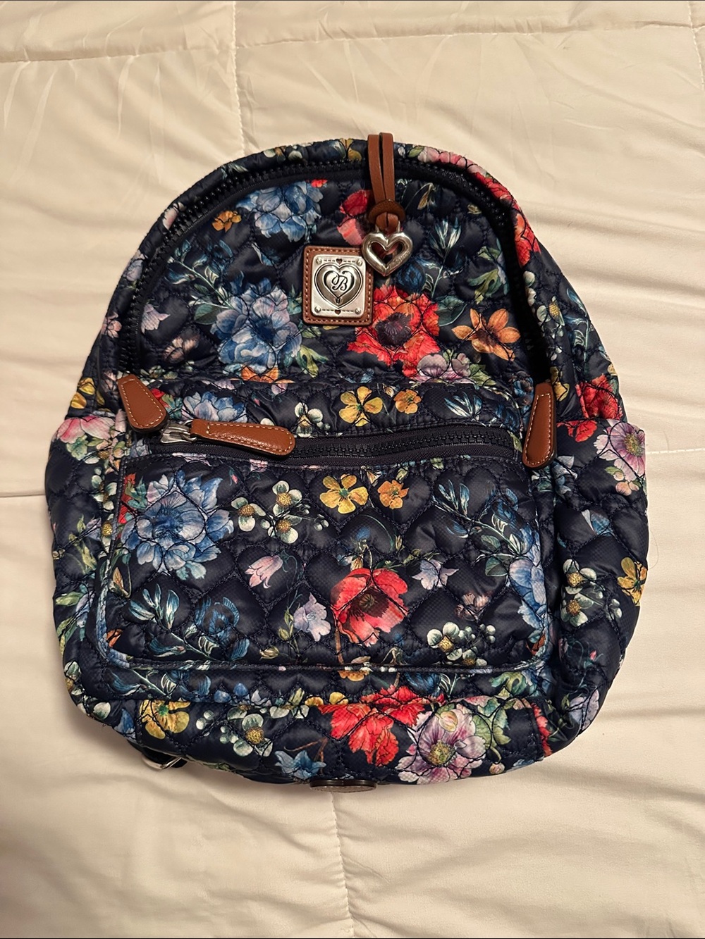 Brighton Kingston Heart to Heart Quilted Floral Backpack - Navy Floral